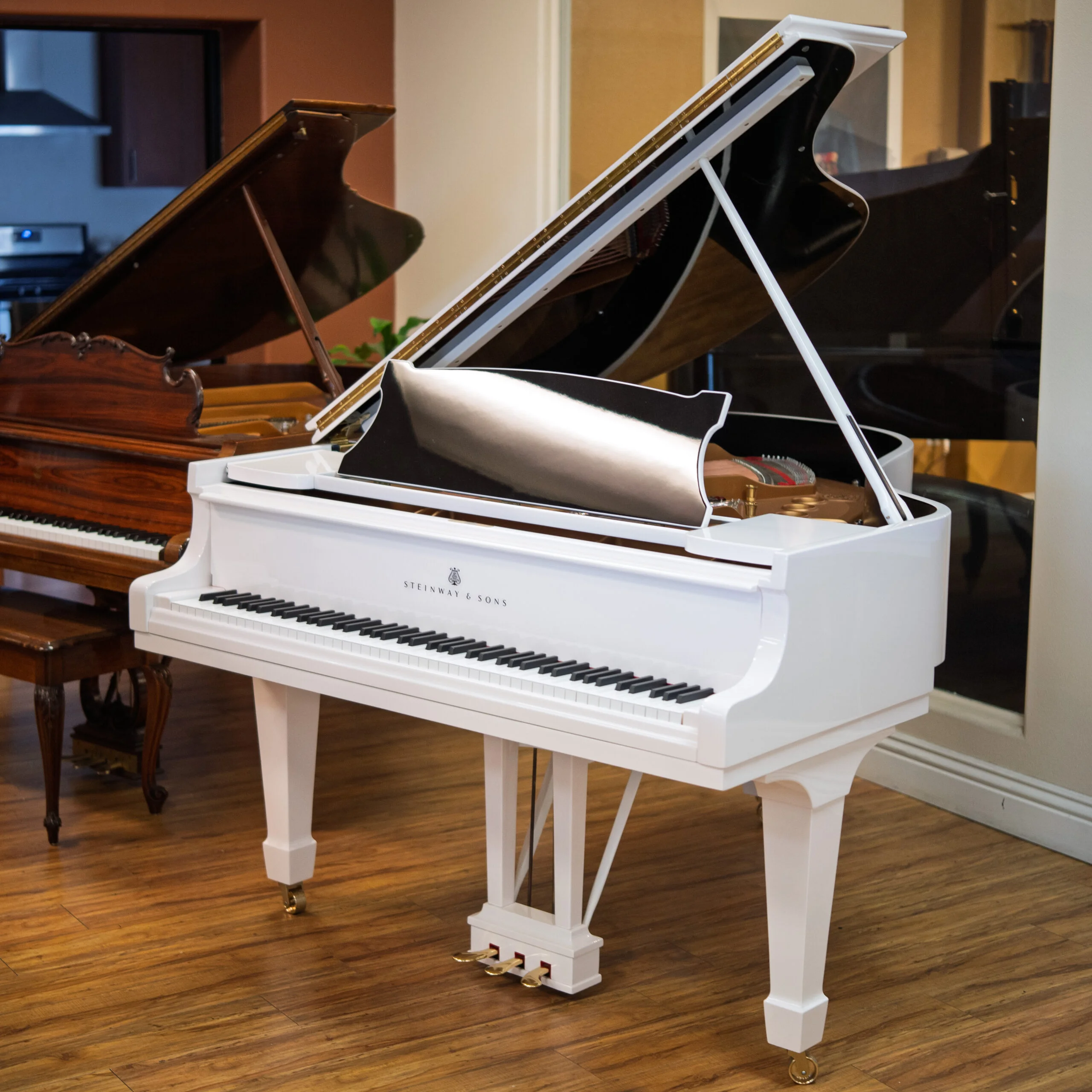 1959 Steinway & Sons Model M Studio Grand Piano White Polish