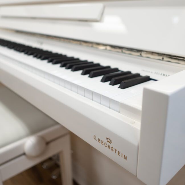 C. Bechstein Residence Series R2 Upright Piano White Polish w/ Vario System - Image 6