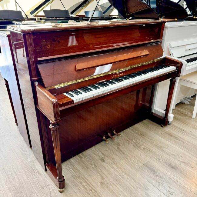 1999 Schimmel Model 120 RI Upright Piano Mahogany Polish - Image 2