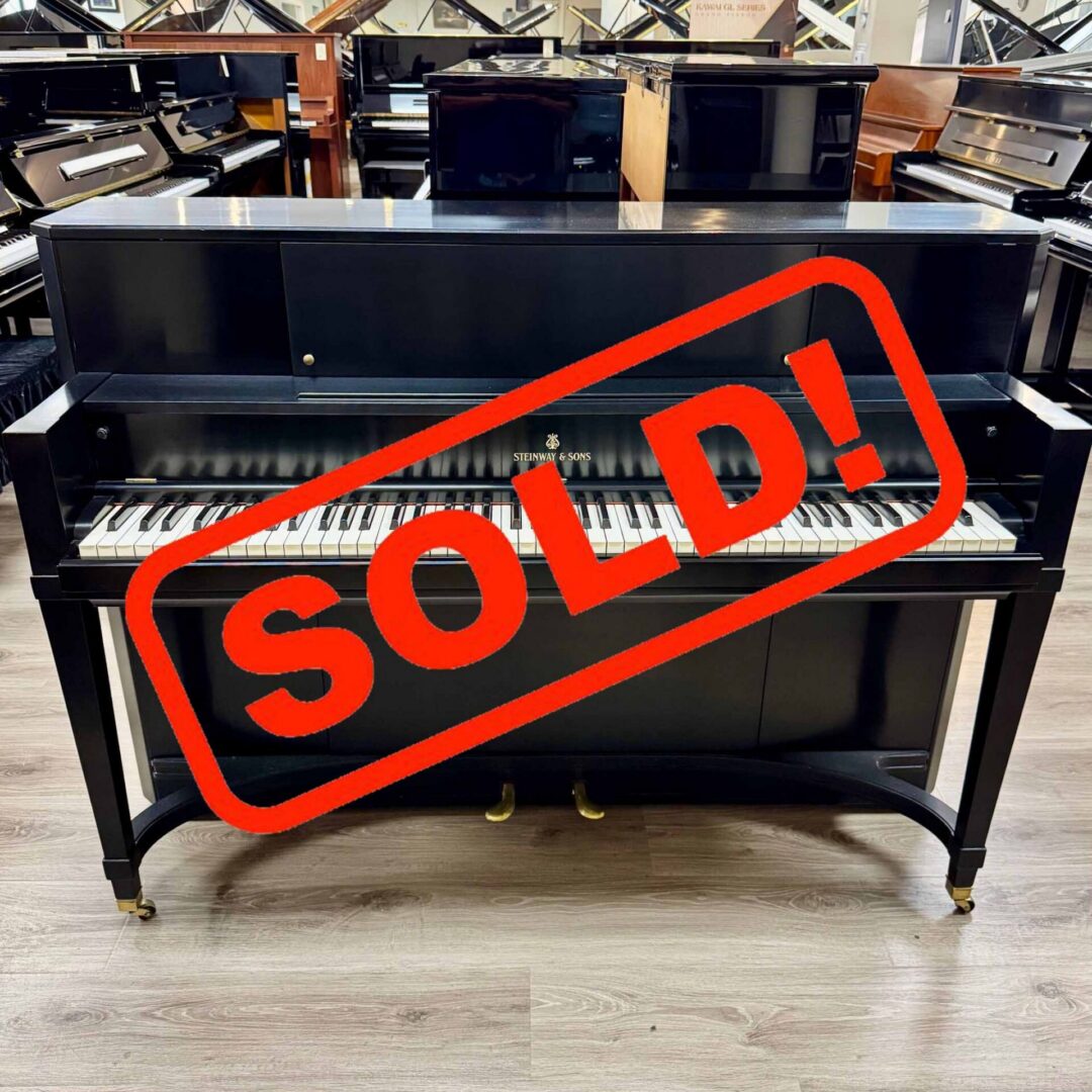 Steinway & Sons Designer Upright Console Piano Ebony Satin