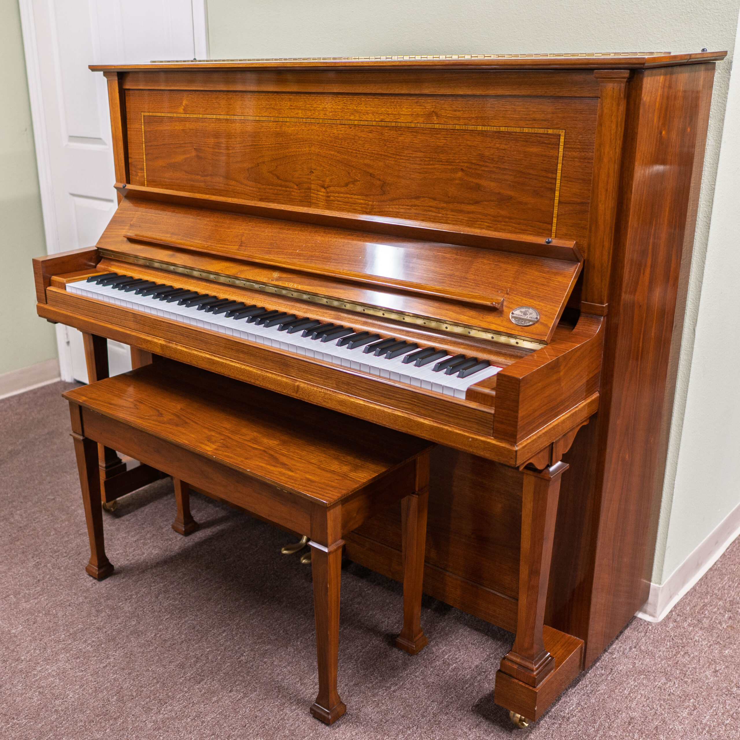 Steinway & Sons Model K Upright Piano Crown Jewel Collection Walnut Polish